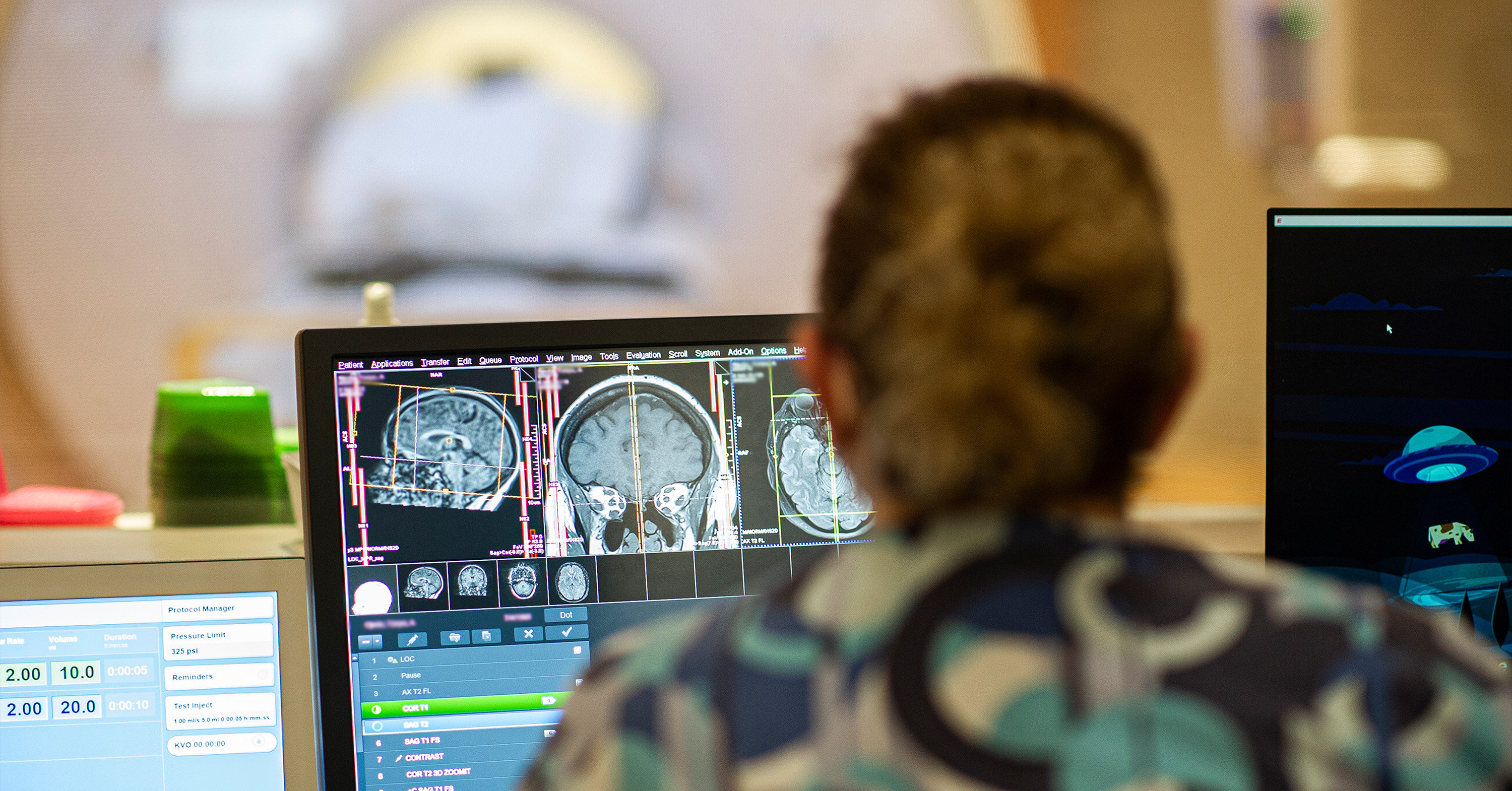 Radiologist reviews imaging